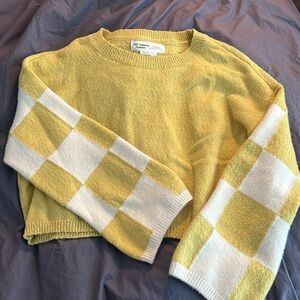 Anthropologie Lime Checkered Sweater